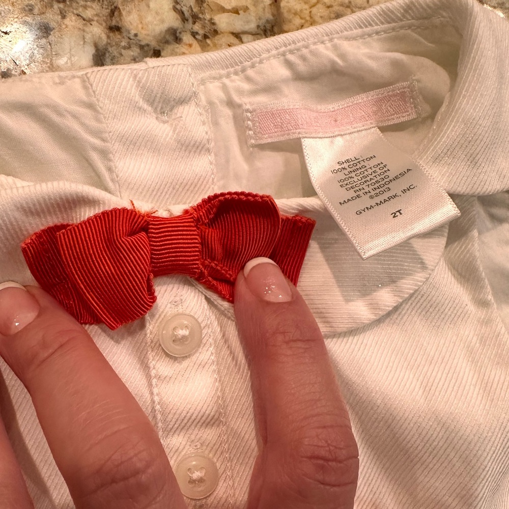Great condition, white Janie and Jack top and size 2, no stains